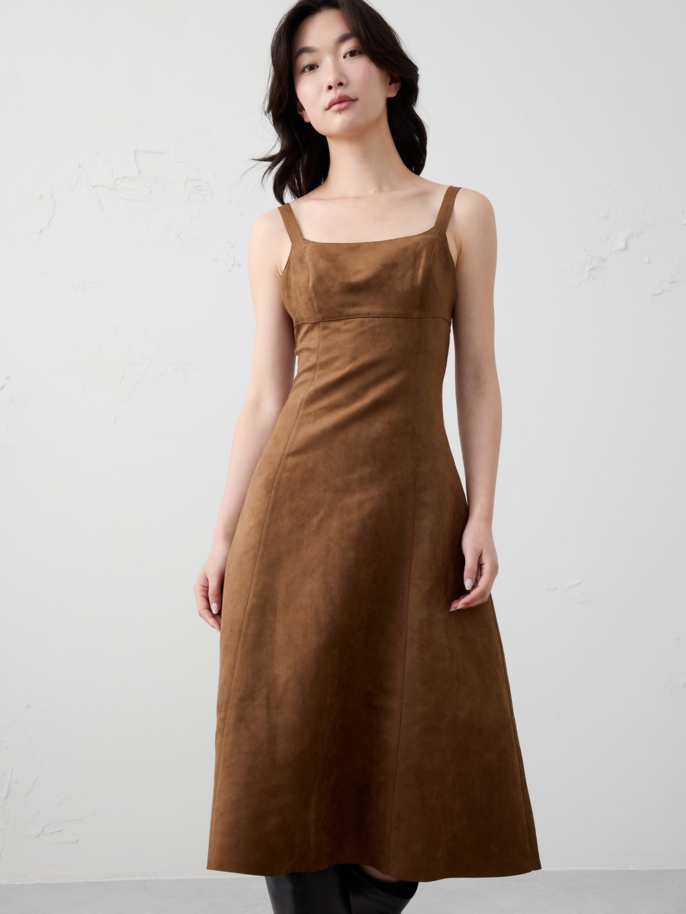 Brown Suede Banana Republic Mid Calf Dress